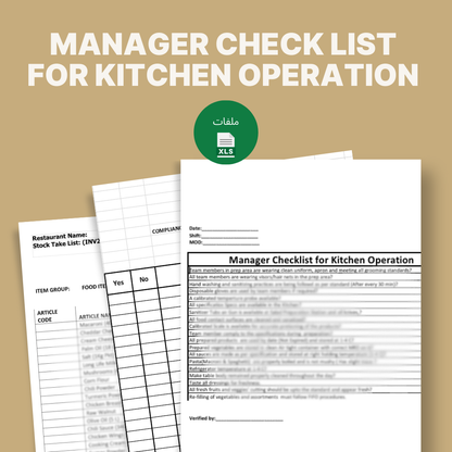 Manager Check list for Kitchen Operation